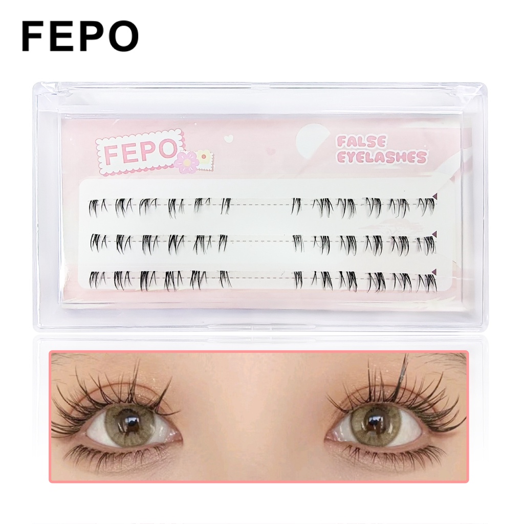 Fepo 3 แถวขนตาปลอมคลัสเตอร์เดี่ยว EyeLash ขนตาล่างธรรมชาติ 3 มม.-6 มม.