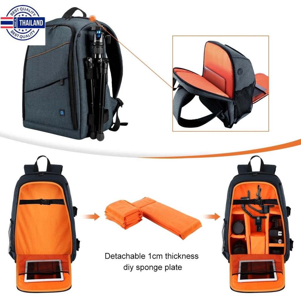 PULUZ Outdoor Backpack Camera Accessories Bag กระเป๋าเป้ สะพายหลัง กันน้ำ สำหรัเก็กล้อง DSLR ดิจิตอลและอื่นๆ