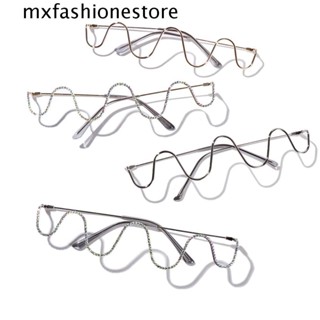 Mxfashione กรอบแว่นตากันแดด ประดับเพชร หรูหรา ตกแต่งสตีมพังก์ สําหรับผู้ชาย แว่นตา แว่นตากันแดด กรอบแว่นตาคลื่น