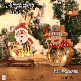 Lucky โคมไฟไม้ รูปซานตาคลอส สโนว์แมน 2 สี สําหรับแขวนตกแต่งต้นคริสต์มาส