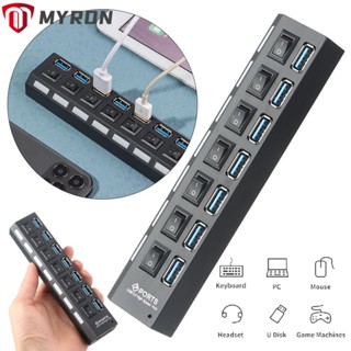 Myron ฮับ USB 3.0 7 พอร์ต อุปกรณ์เสริม สําหรับแล็ปท็อป PC