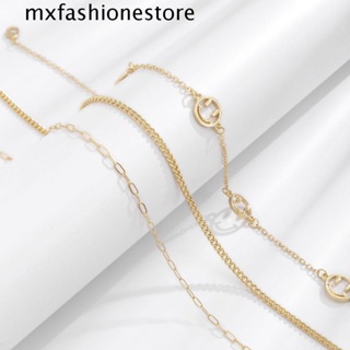 Mxfashione สร้อยคอโชคเกอร์ โลหะผสม ลายหน้ายิ้ม กลวง สไตล์เกาหลี ของขวัญเพื่อน เรียบง่าย สําหรับผู้หญิง 3 ชิ้น ต่อชุด