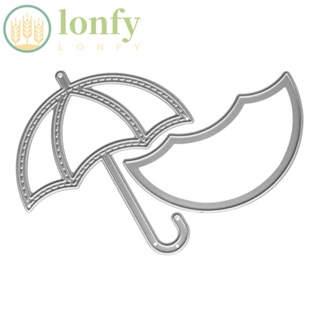 Lonfy โลหะสเตนซิลตัดรูปร่ม 2 แบบ สีเงิน สําหรับตกแต่งสมุดภาพ 2 ชิ้น