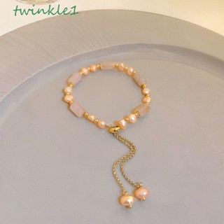 Twinkle1 สร้อยข้อมือ โซ่มุก นําโชค เรียบง่าย สไตล์เกาหลี เครื่องประดับแฟชั่น สําหรับผู้หญิง