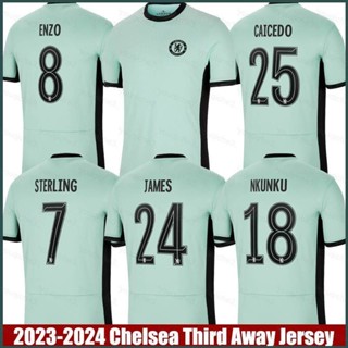 เสื้อกีฬาแขนสั้น ลายทีมชาติฟุตบอล Chelsea Third Away Jersey Sterling Caicedo James Enzo Nkunku SY3 2023-2024 พลัสไซซ์ YS3