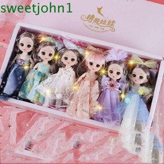 Sweetjohn BJD ชุดตุ๊กตาเจ้าหญิง 3D ข้อต่อขยับได้ 17 ซม. 13 ข้อต่อขยับได้ สําหรับเด็กอนุบาล