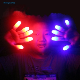 Shenyoushop shenyoushop ไฟนิ้วหัวแม่มือ LED หลากสีสัน สําหรับปาร์ตี้ 2 ชิ้น