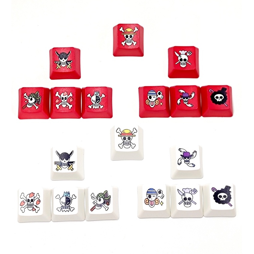 ปุ่มกดคีย์บอร์ด ONE PIECE PBT ลายหัวกะโหลก ONE PIECE สําหรับคีย์บอร์ด Mechanical 9 ชิ้น