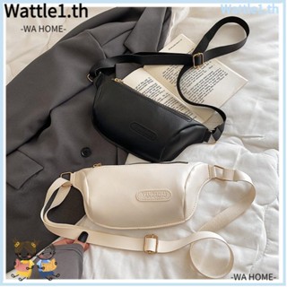 Wttle กระเป๋าคาดอก หนัง PU มีซิป สีพื้น ทนทาน แฟชั่นสําหรับผู้หญิง