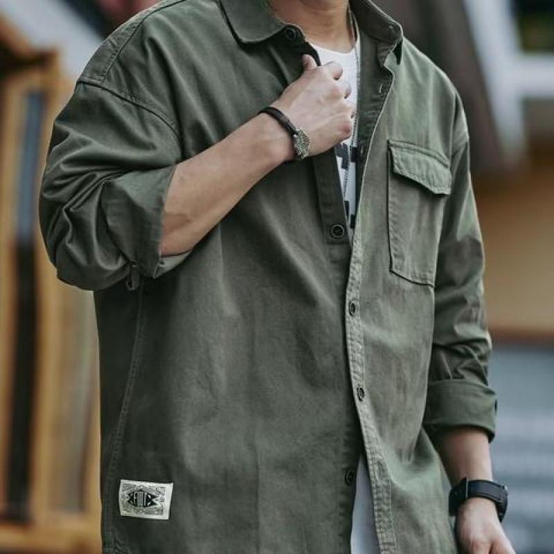 เสื้อแจ็กเก็ตคาร์โก้ แขนยาว ทรงหลวม ขนาดใหญ่ สไตล์อเมริกันวินเทจ สําหรับผู้ชาย ไซซ์ M - 8XL