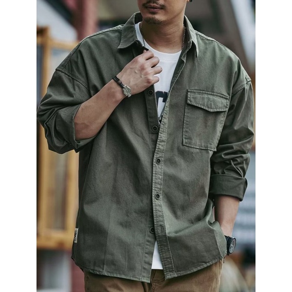 เสื้อแจ็กเก็ตคาร์โก้ แขนยาว ทรงหลวม ขนาดใหญ่ สไตล์อเมริกันวินเทจ สําหรับผู้ชาย ไซซ์ M - 8XL