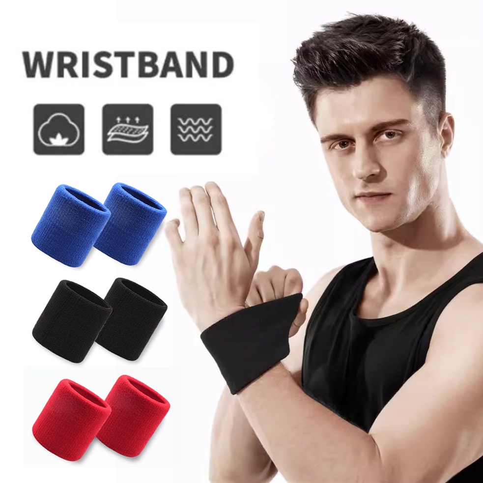 ปลอกรัดข้อมือซับเหงื่อ ผ้ารัดข้อมือ สำหรับออกกำลังกาย เนื้อผ้านุ่มพิเศษ หนานุ่มซับเหงื่อได้ดี 8cm*8cm