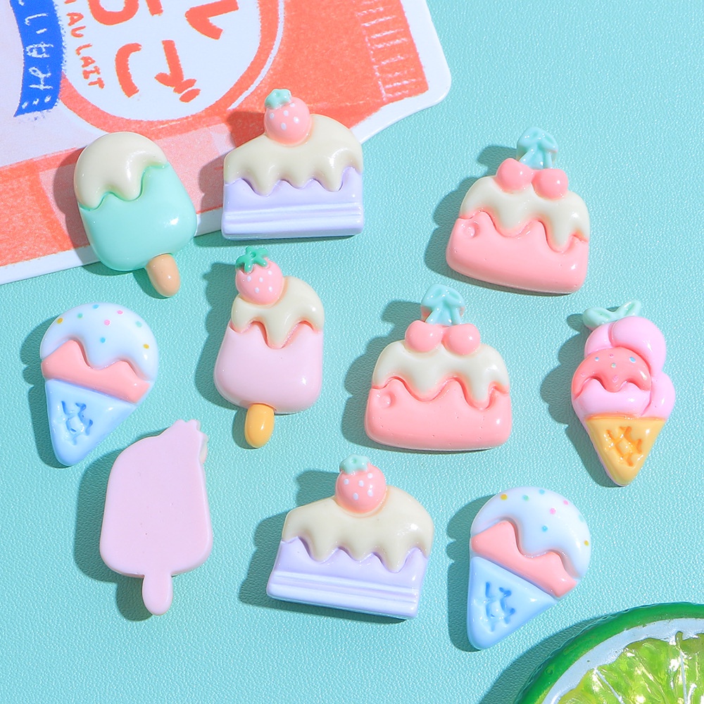 [4 @] For Jibbitz Crocs สติกเกอร์เรซิ่น รูปไอศกรีม โฮมเมด แวววาว diy อุปกรณ์เสริม สําหรับติดตกแต่งตู้เย็น กิ๊บติดผม รองเท้า XDD