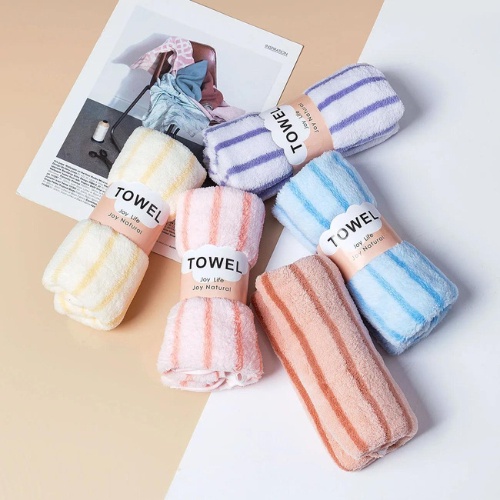 Gina.shop ผ้าขนหนูผืนเล็ก ผ้าเช็ดหน้า เช็ดผม ขนาด 26*56cm คละสี