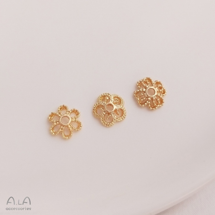 ❤️เครื่องประดับ DIY❤️ลูกปัดชุบทอง 14K รูปใบโคลเวอร์สี่แฉก ดอกพลัม ขนาดเล็ก อุปกรณ์เสริม สําหรับทําเครื่องประดับสร้อยข้อมือ DIY [กําไลข้อมือ/สร้อยคอ/สร้อยข้อมือ/ต่างหูห่วง]