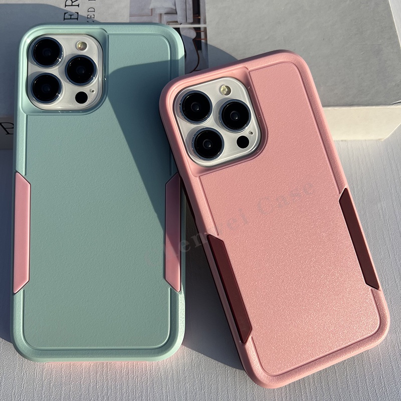 2 in 1 Matte กันกระแทกสําหรับ iPhone 16 16Promax 15Promax 15 15Pro 15Plus 13Promax 14Promax 11 13Pro 14Pro 14 12Pro 12Promax Xs Xr Xsmax 11Pro 11Promax 8 7Plus 8Plus 8Plus
