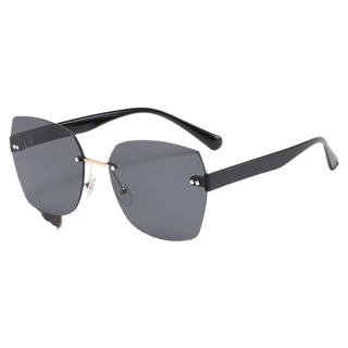 ผู้หญิงแว่นตากันแดดไม่มีขอบ UV400 เลนส์ไล่ระดับสี Retro แฟชั่น Beach Shades