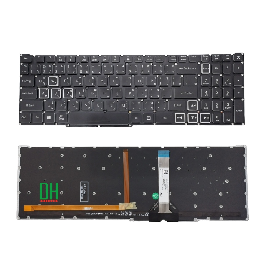แป้นพิมพ์คีย์บอร์ดโน๊ตบุ๊ค Nitro 5 PH315-54, N20C1, AN515-45, AN515-56, AN517-54, AN517-41 AN515-57 Laptop Keyboard มีไฟ