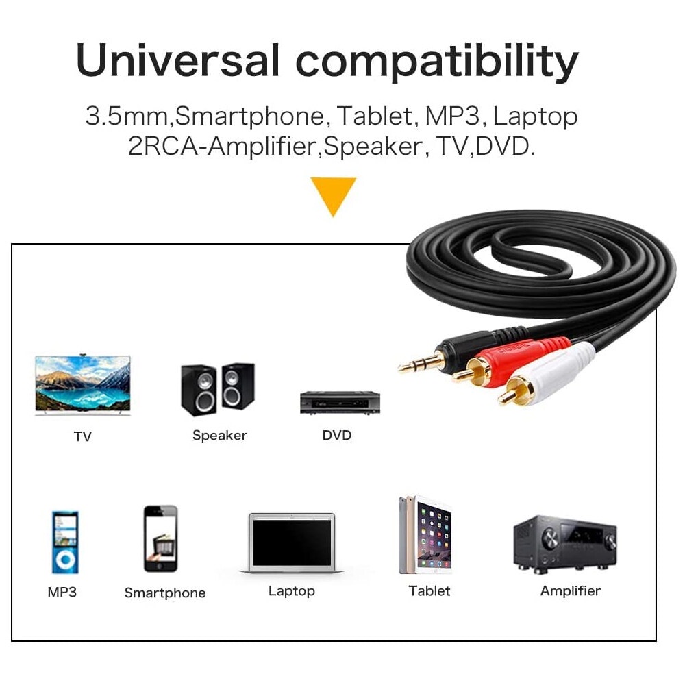 aux av สายav1ออก2สายrca aux สาย Stereo (3.5) to AV ขาวแดง (M/MM) สายav สายต่อเข้าลำโพง สายต่อcd ราคา ถูกที่สุด ดีลบีเคเค แกลเลอรีภาพที่ 3