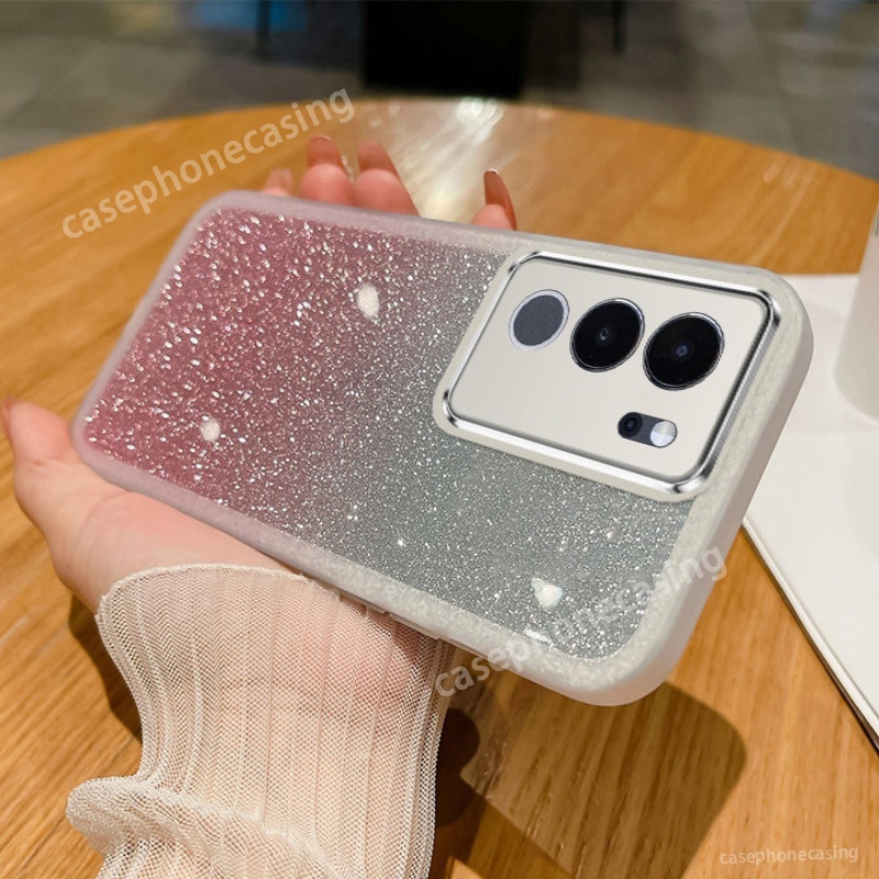เคสโทรศัพท์มือถือ ซิลิโคนนิ่ม TPU ใส กันกระแทก แต่งกลิตเตอร์ ระยิบระยับ สําหรับ vivo V29 e V27 Pro V