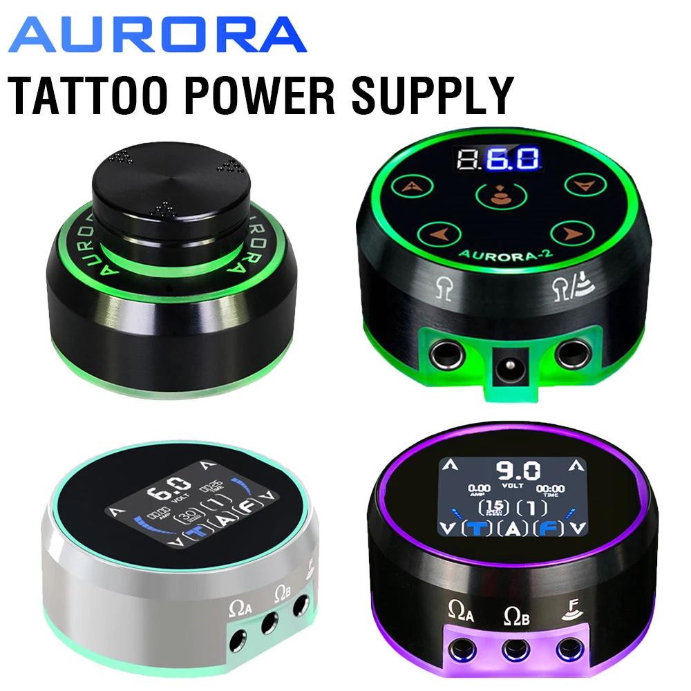 Aurora พาวเวอร์ซัพพลายสัก 2 ชิ้น คอยล์ และปากกาสักโรตารี่ แบตเตอรี่ออโรร่า 3 อัพเกรด เอาท์พุตคู่ หน้าจอสัมผัส LCD TFT