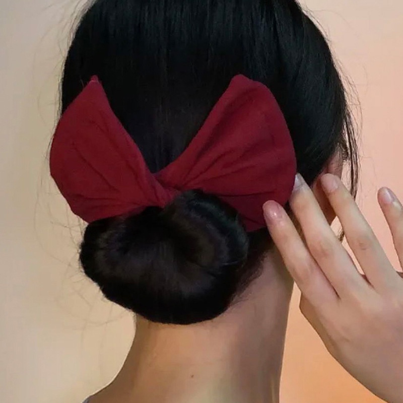 Oriental premium# Deft Bun bowknot hair curler printing magic twist clip lazy hair curler hair ball head rotating hair band 11.2