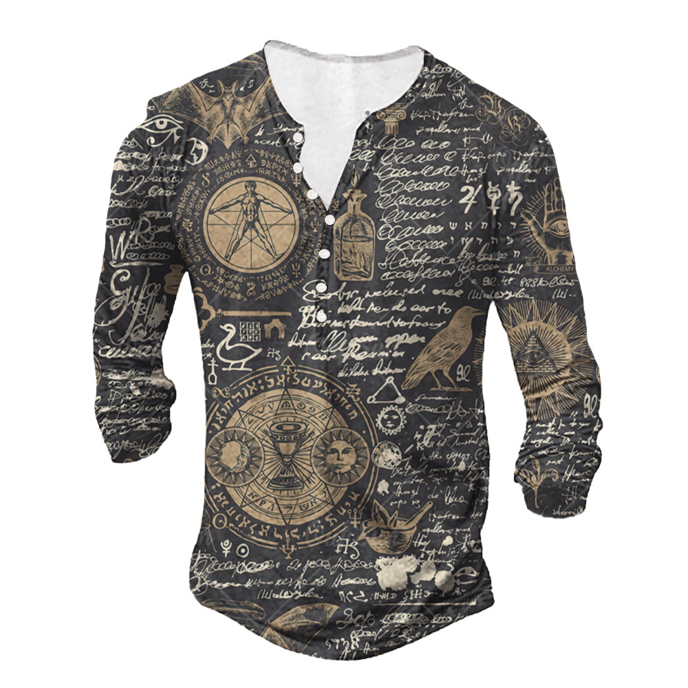 เสื้อยืดแขนยาว พิมพ์ลายสมอเรือ 3 มิติ สไตล์วินเทจ ขนาดใหญ่ สําหรับผู้ชาย