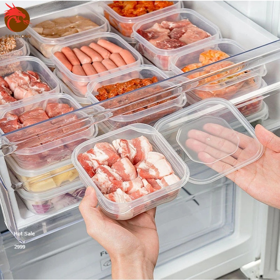 กล่องเก็บอาหารสดในตู้เย็น เนื้อแช่แข็ง กล่องเก็บเนื้อสัตว์ พร้อมฝาปิด