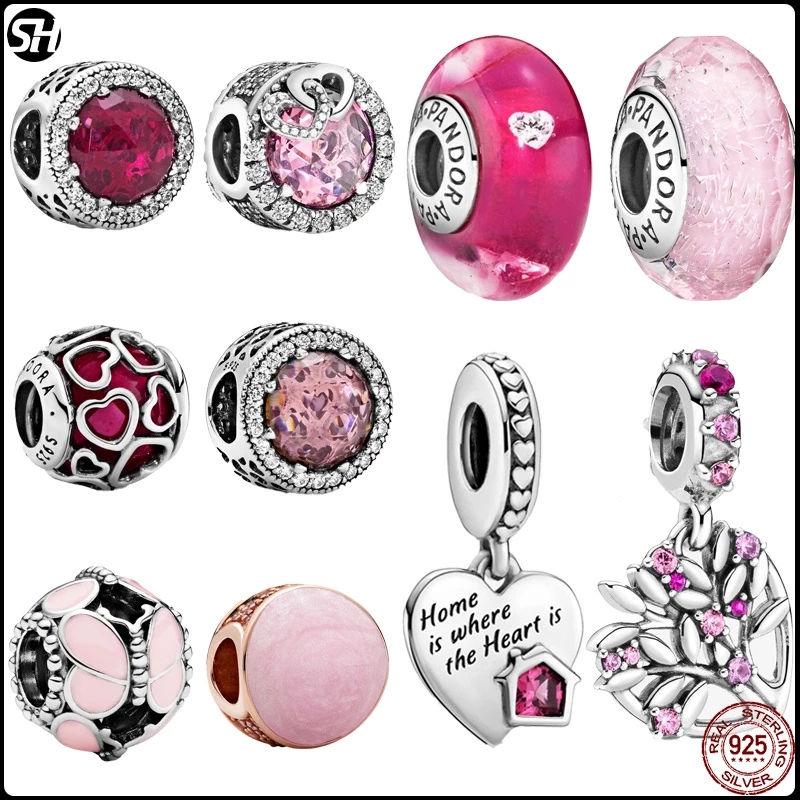 Genealogical Tree Embbellishments Rose Bracelete Charm ลูกปัดจี้ Dangle DIY เครื่องประดับชุบ S925 เงิน