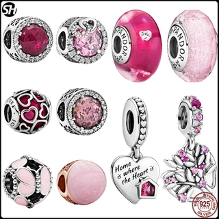 Genealogical Tree Embbellishments Rose Bracelete Charm ลูกปัดจี้ Dangle DIY เครื่องประดับชุบ S925 เงิน