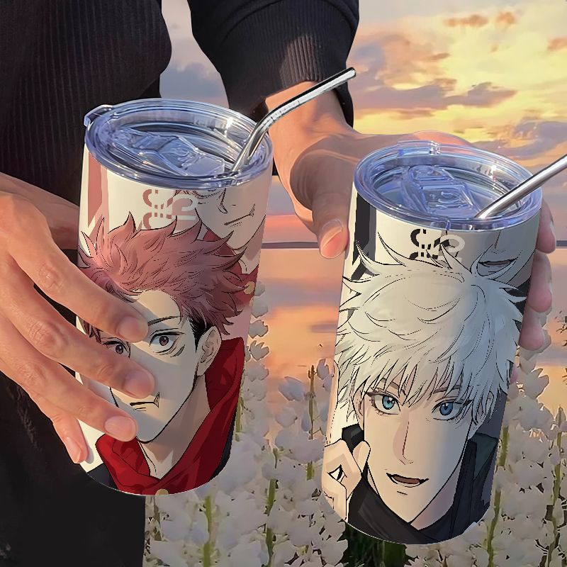 Gojo Satoru Jujutsu Kaisenthermos Geto Suguru กระติกน้ําร้อนสเตนเลส แบบพกพา พร้อมหลอดดูด - รูปที่ 5