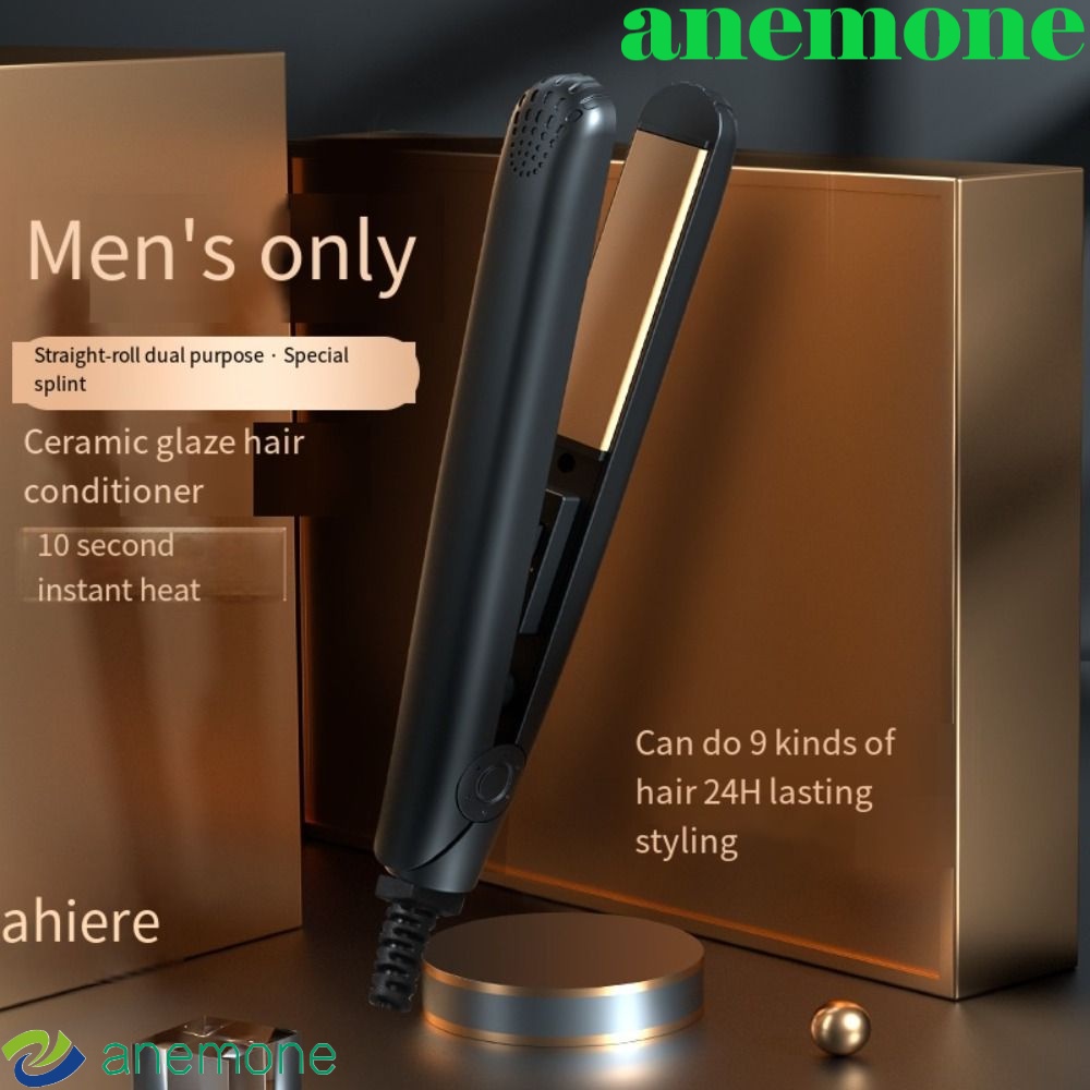 Anemone เครื่องหนีบผมตรงไฟฟ้า เซรามิค ทําความร้อนเร็ว ปรับอุณหภูมิได้ แบบพกพา เปียก และแห้ง สําหรับผู้ชาย