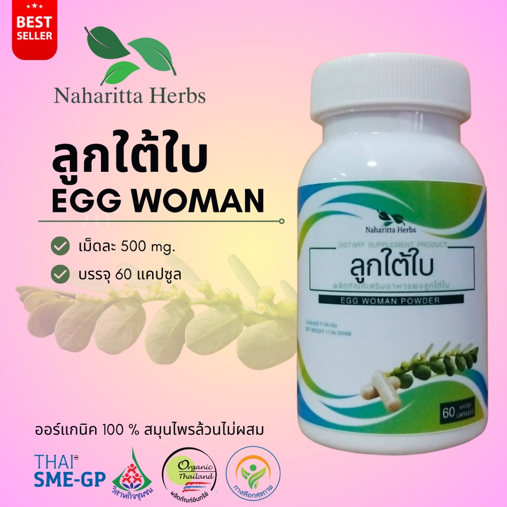 ลูกใต้ใบ Egg Woman 100% 60cap. เลือกขนาดได้ในตัวเลือก