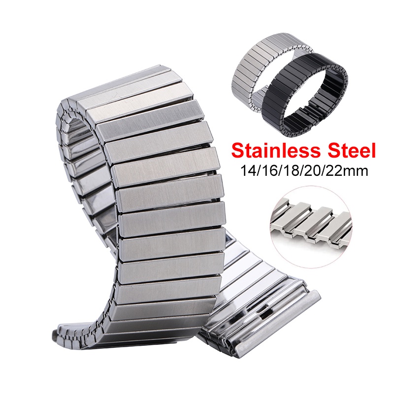 สายนาฬิกาข้อมือ สเตนเลส ยืดหยุ่น 14 มม. 16 มม. 18 มม. 20 มม. 22 มม.
