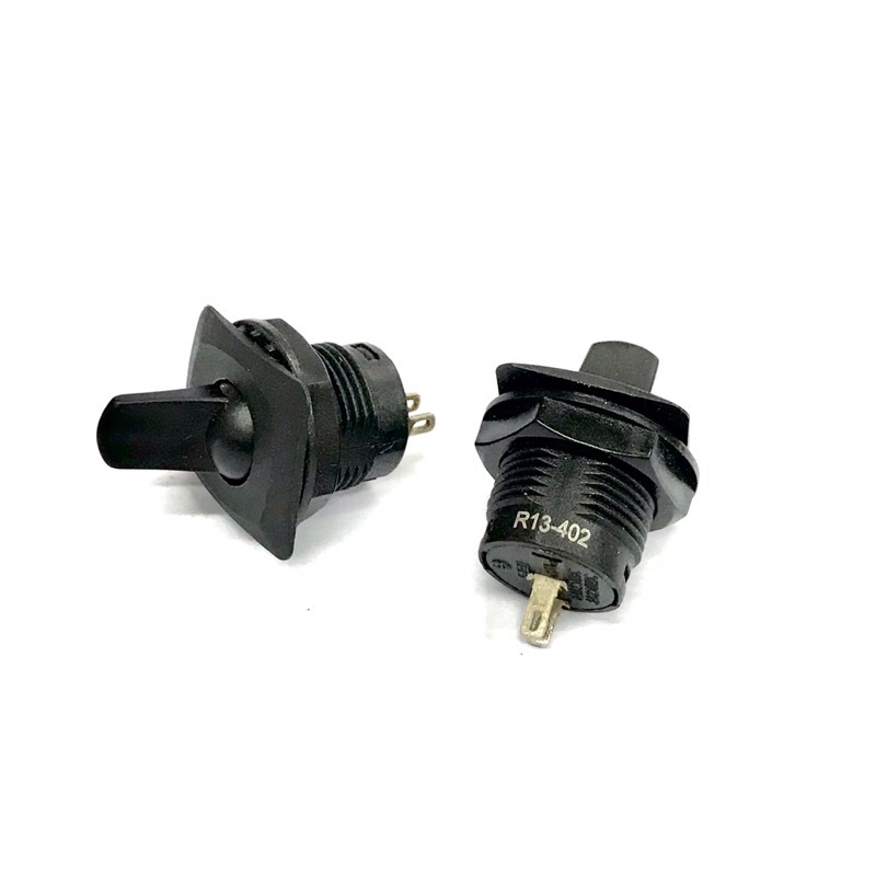 Switch สวิตช์ R13-402 ON OFF แบบโยก 2ขา เกลียว 16mm 6A/12VAC-3A/250VAC
