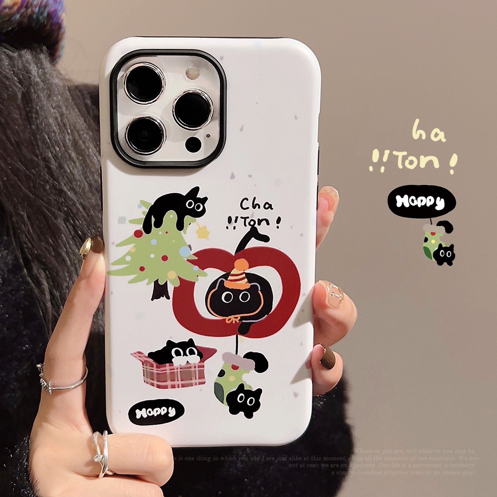 เคสโทรศัพท์มือถือ ซิลิโคน tpu แข็ง กันกระแทก ลายลูกแมวสี่ตัว สีขาว สีดํา สําหรับ iphone 11 12 13 14 15 pro max plus