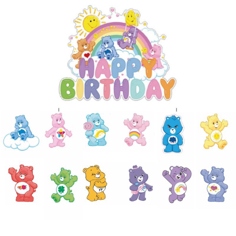 อุปกรณ์ตกแต่งเค้กเบเกอรี่ รูปหมี เสียบปลั๊ก 10 ชิ้นcare bears