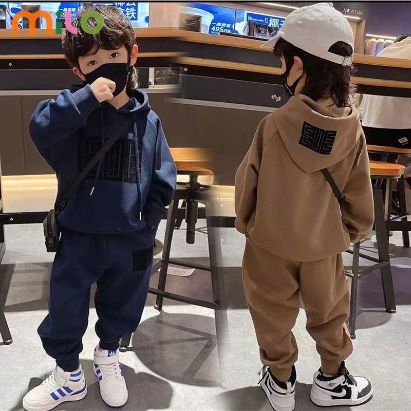 Milo เสื้อกันหนาวแขนยาว มีฮู้ด ขนาดเล็ก และขนาดกลาง แฟชั่นฤดูใบไม้ร่วง สําหรับเด็กผู้ชาย