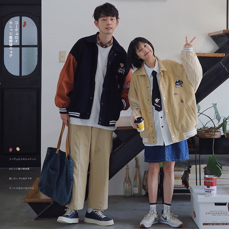 เสื้อแจ็คเก็ต ผ้าลูกฟูก Oversize ทรงไหล่ตก ผ้าคอตตอนวอร์มเนื้อดี ไม่หนา ไม่บางเกิน มีไซส์ให้เลือก Unisex ใส่คู่น่ารักๆ
