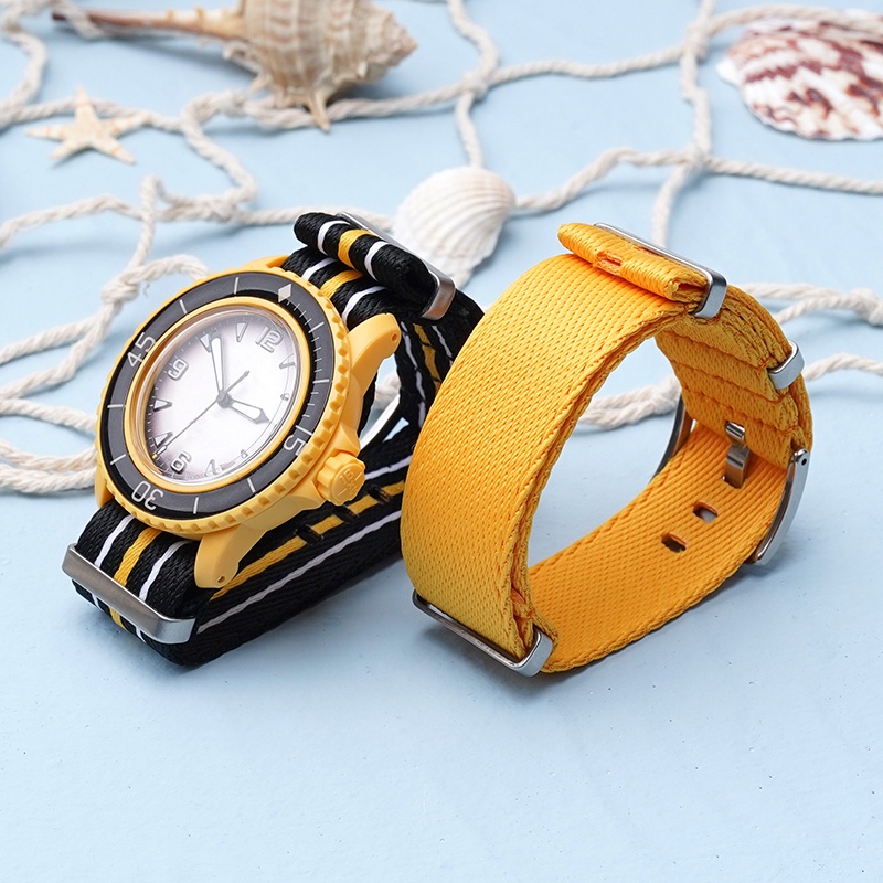 สายนาฬิกาข้อมือไนล่อน แบบนิ่ม ขนาด 22 มม. แบบเปลี่ยน สําหรับ Blancpain Xswatch Co Branding Fifty Fathoms
