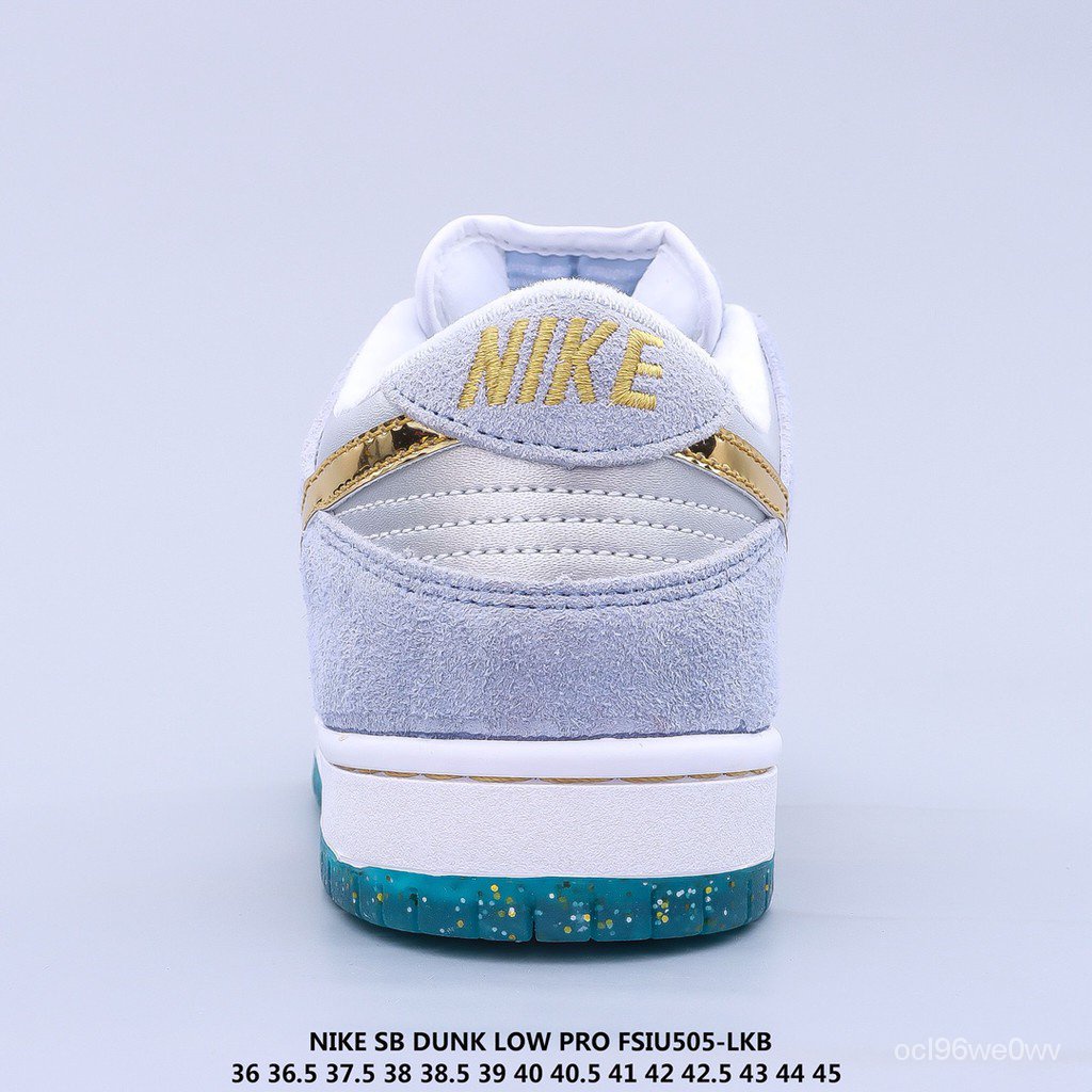 Sean cliver x Nike SB Dunk Low Pro QS White Blue Gold White Blue Valentine's Day น้ำแข็งและหิมะ adv