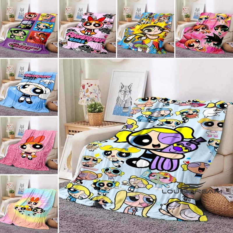 ผ้าห่มนุ่ม ลายการ์ตูน Powerpuff Girls น่ารัก สําหรับบ้าน ห้องนอน โซฟา ปิกนิก ท่องเที่ยว สํานักงาน R002
