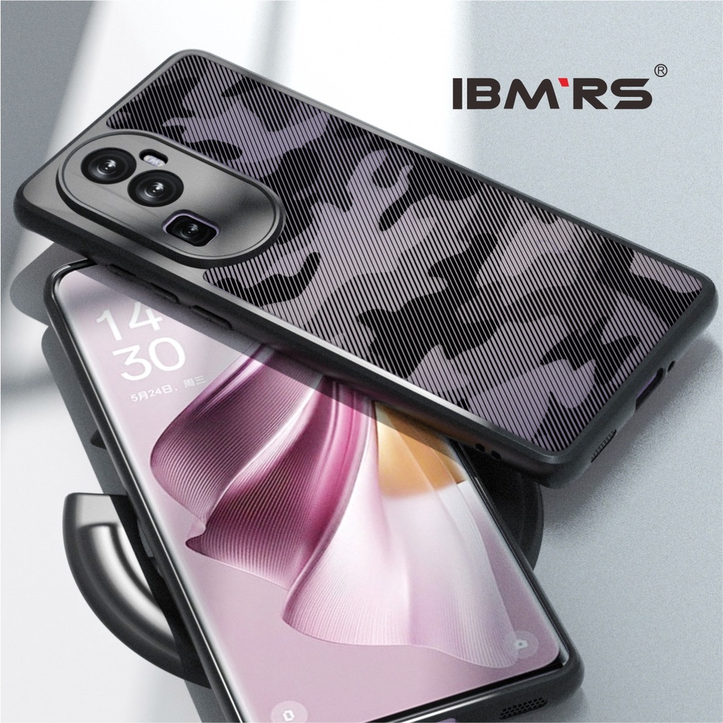 เคส IBMRS สําหรับ Opposite Reno 10 Pro Plus, โทรศัพท์ Matter Striking แบบบางโปร่งแสง (ลายพรางสีดํา)
