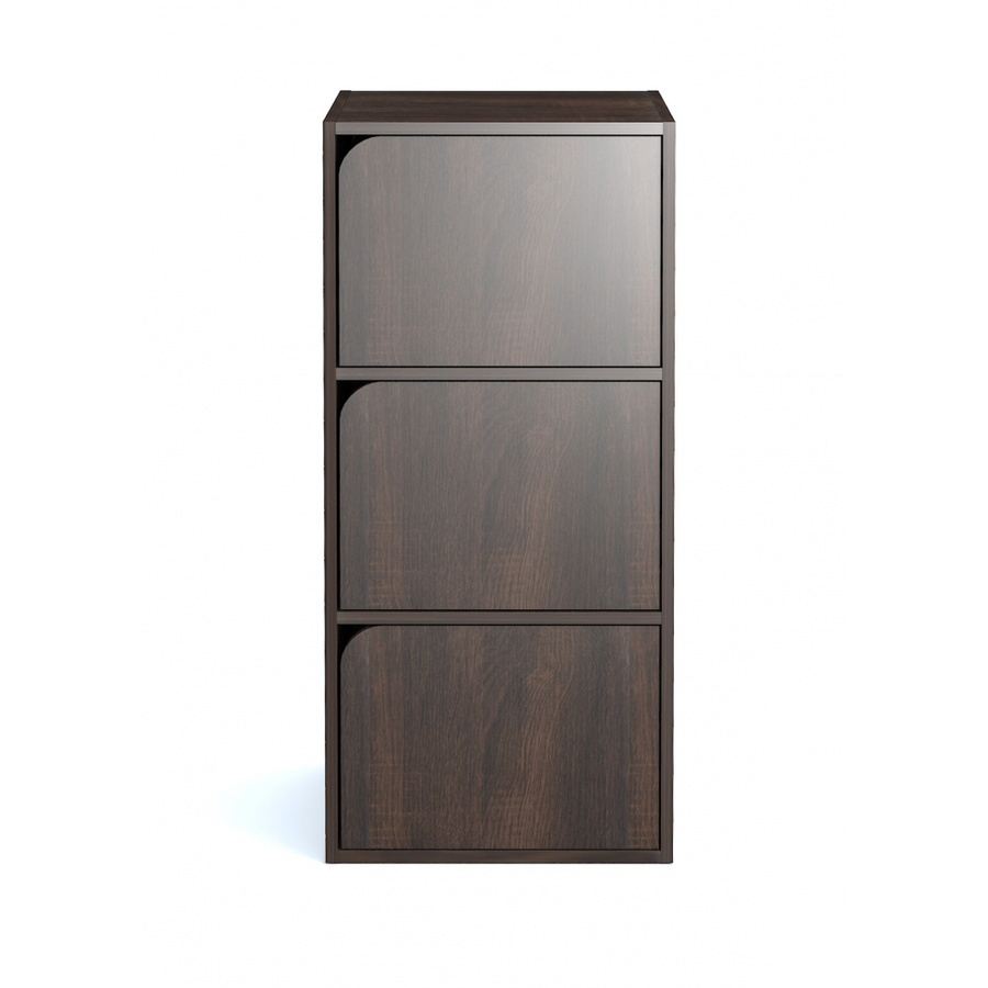 GlobalHouse DELICATO ชั้นอเนกประสงค์ 3 ช่อง 3 ประตู 40X29X89ซม. สีน้ำตาลเข้ม สินค้าของแท้คุณภาพดี