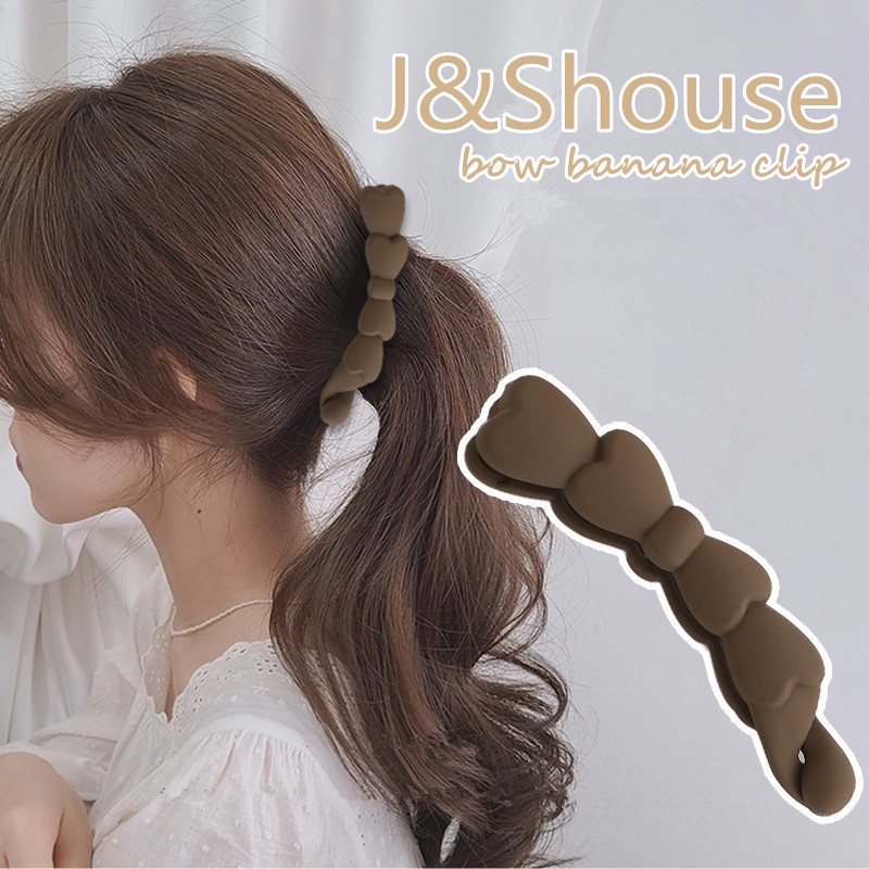 Kf727 สาวเกาหลี simple bow matte banana clip อุปกรณ์เสริมผู้หญิง