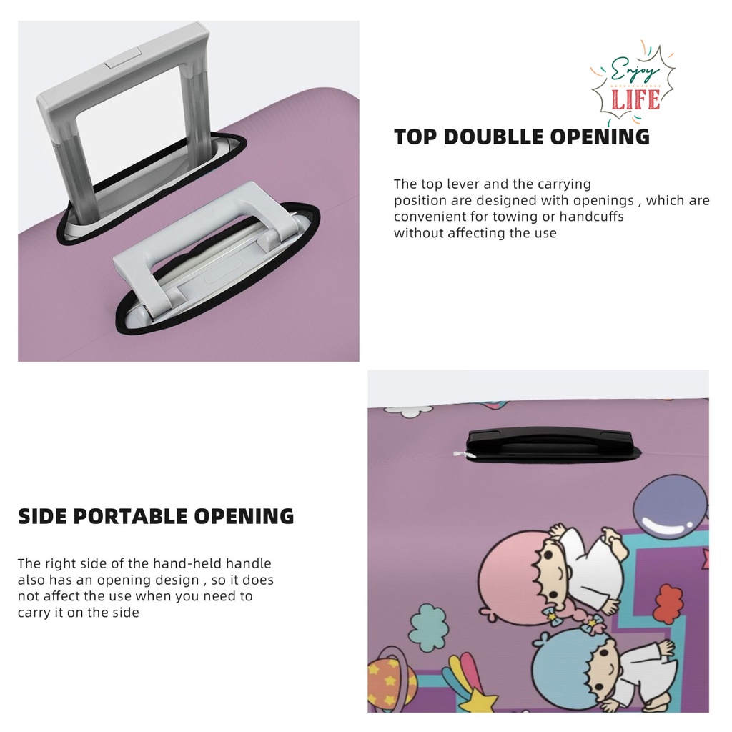 Letter Sanrio Hello Kitty Travel กระเป๋าเดินทาง Protector ยืดหยุ่นป้องกันล้างทําความสะอาดได้กระเป๋าเดินทางเหมาะสําหรับ 18-32 นิ้ว 0049 อะนิเมะของขวัญ