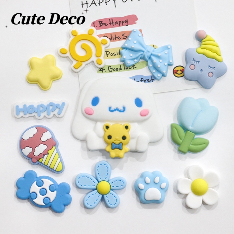 แผ่น PVC รูปสุนัขซินนาม่อน หูใหญ่ สําหรับตกแต่งรองเท้า Crocs diy