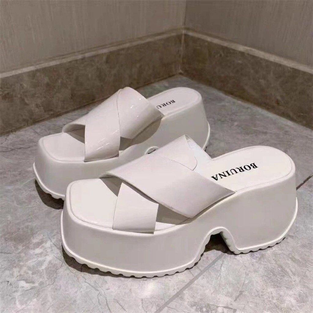 พร้อมส่งจากไทย NEW TX525 รองเท้าแตะแพลตฟอร์ม ส้นตึก 7ซม. พื้นหนา แต่งสายรัดข้อเท้า เกาหลี เกาใจ ทรงฮิต  ตรงมี - รูปที่ 3