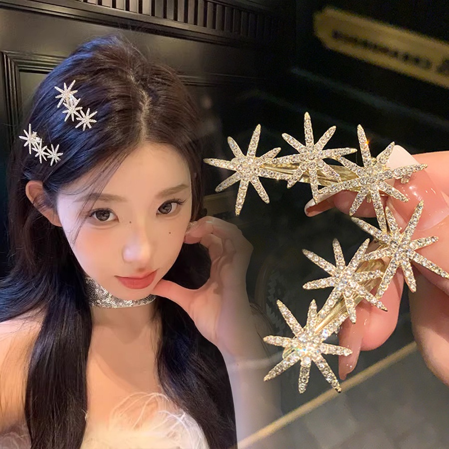 กิ๊บติดผม รูปดาวน่ารัก ประดับพลอยเทียม แบบเรียบง่าย สไตล์เกาหลี และญี่ปุ่น
