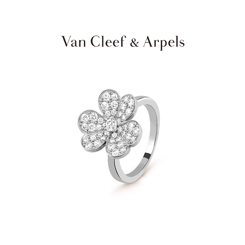 [พร้อมส่ง] แหวนเพชร VCA Van Cleef &amp; Arpels Frivole สีขาว K Gold ของขวัญวันเกิด